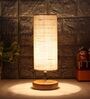 Nigella White Jute Shade Table Lamp With Wood Base