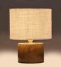 White Shade Table Lamp With Wood Base