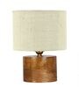 White Shade Table Lamp With Wood Base