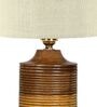 White Shade Table Lamp With Wood Base