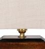White Shade Table Lamp With Wood Base