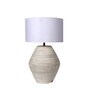 White Shade Table Lamp With Wood Base