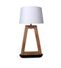 White Shade Table Lamp With Wood Base