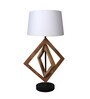 White Shade Table Lamp With Wood Base