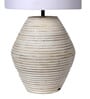 White Shade Table Lamp With Wood Base