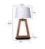 White Shade Table Lamp With Wood Base