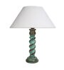 White Shade Table Lamp With Wooden Base