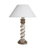 White Shade Table Lamp With Wooden Base
