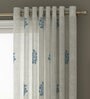 White Floral Cotton 7 Ft Sheer Eyelet Door Curtains (Set of 2)