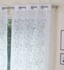 White Polycotton Floral 5ft Sheer Eyelet 2 Pcs Window Curtains