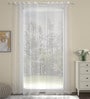 White Solid Polyester 7 Ft Sheer Eyelet Door Curtain