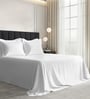 White Solid 1000 TC Cotton Super King Sized Bedsheet with 4 Pillow Covers