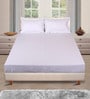 White Solid 150 TC Glace Cotton Queen Sized Double Bedsheet with 2 Pillow Covers