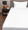 White Solid 300 TC 100% Cotton Single Bed Sized Bed Sheets With 1 Pillow Cover