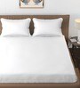 White Solid 300 TC Cotton King Size Fitted Bedsheet With 2 Pillow Covers