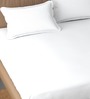 White Solid 300 TC Cotton King Size Fitted Bedsheet With 2 Pillow Covers