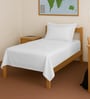 White Solid 400 TC Cotton Single Sized Bedsheet with 1 Pillow Cover