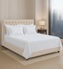 White Solid 400 TC Cotton Super King Sized Bedsheet with 4 Pillow Covers