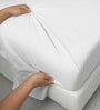 White Solid 400 TC Cotton Super King Sized Bedsheet with 4 Pillow Covers