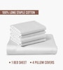 White Solid 400 TC Cotton Super King Sized Bedsheet with 4 Pillow Covers