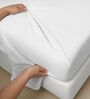 White Solid 600 TC Cotton Super King Sized Bedsheet with 4 Pillow Covers