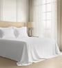 White Solid 600 TC Cotton Super King Sized Bedsheet with 4 Pillow Covers