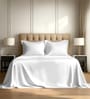 White Solid 800 TC Cotton Super King Sized Bedsheet with 4 Pillow Covers