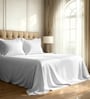 White Solid 800 TC Cotton Super King Sized Bedsheet with 4 Pillow Covers