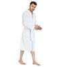 White Solid Cotton Men Bath Robe With Belt (M)