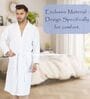 White Solid Cotton Men Bath Robe With Belt (S)