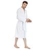 White Solid Cotton Men Bath Robe With Belt (S)