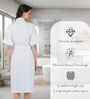 White Solid Cotton Women Bath Robe With Belt (L)