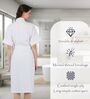 White Solid Cotton Women Bath Robe With Belt (S)