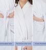 White Solid Cotton Women Bath Robe With Belt (S)
