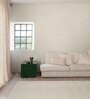 White Solid Polyester 3 ft x 5 ft Machine Made Carpet