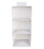 White Solid Polypropylene  Foldable Collapsible Cupboard Hanging Cloth Organiser With 3 Shelves