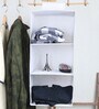 White Solid Polypropylene  Foldable Collapsible Cupboard Hanging Cloth Organiser With 3 Shelves