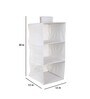 White Solid Polypropylene  Foldable Collapsible Cupboard Hanging Cloth Organiser With 3 Shelves