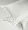 White Solid White Base With White Floral Embroidery 400 TC Cotton King Double Bedsheet With 2 Pillow Covers