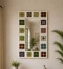 White Solid Wood Tile Mirror 3 Ft. Rectangular Wall Mirror