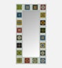 White Solid Wood Tile Mirror 4 Ft. Rectangular Wall Mirror