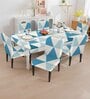 White Solids 7 Pcs PVC & Spandex Table Cover With 6 Chair Cover