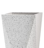 White Square Shaped Marble Polymer Floor Planter