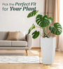 White Square Shaped Marble Polymer Floor Planter