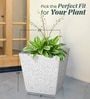 White Square Shaped Marble Polymer Floor Planter