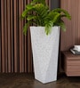 White Square Shaped Marble Polymer Floor Planter