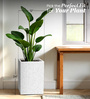 White Square Shaped Marble Polymer Floor Planter