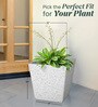 White Square Shaped Marble Polymer Floor Planter