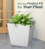 White Square Shaped Marble Polymer Floor Planter