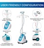 White Standing Garment Steamer with Adjustable Pole & Hanger